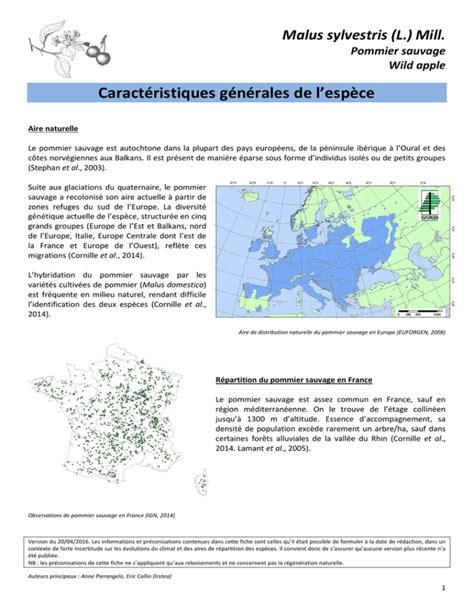 Caractéristiques générales de l’espèce .